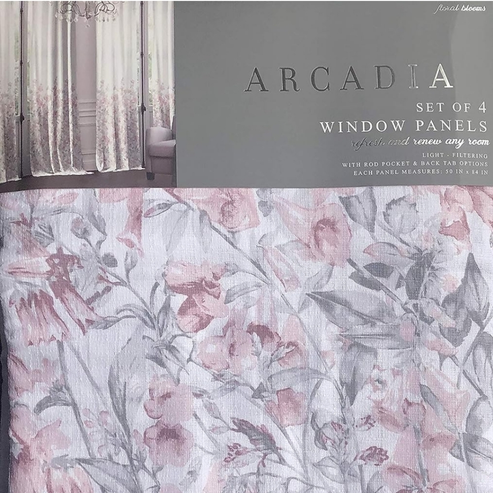 Arcadia Rod Pocket Set of 2 Floral Curtain Panel